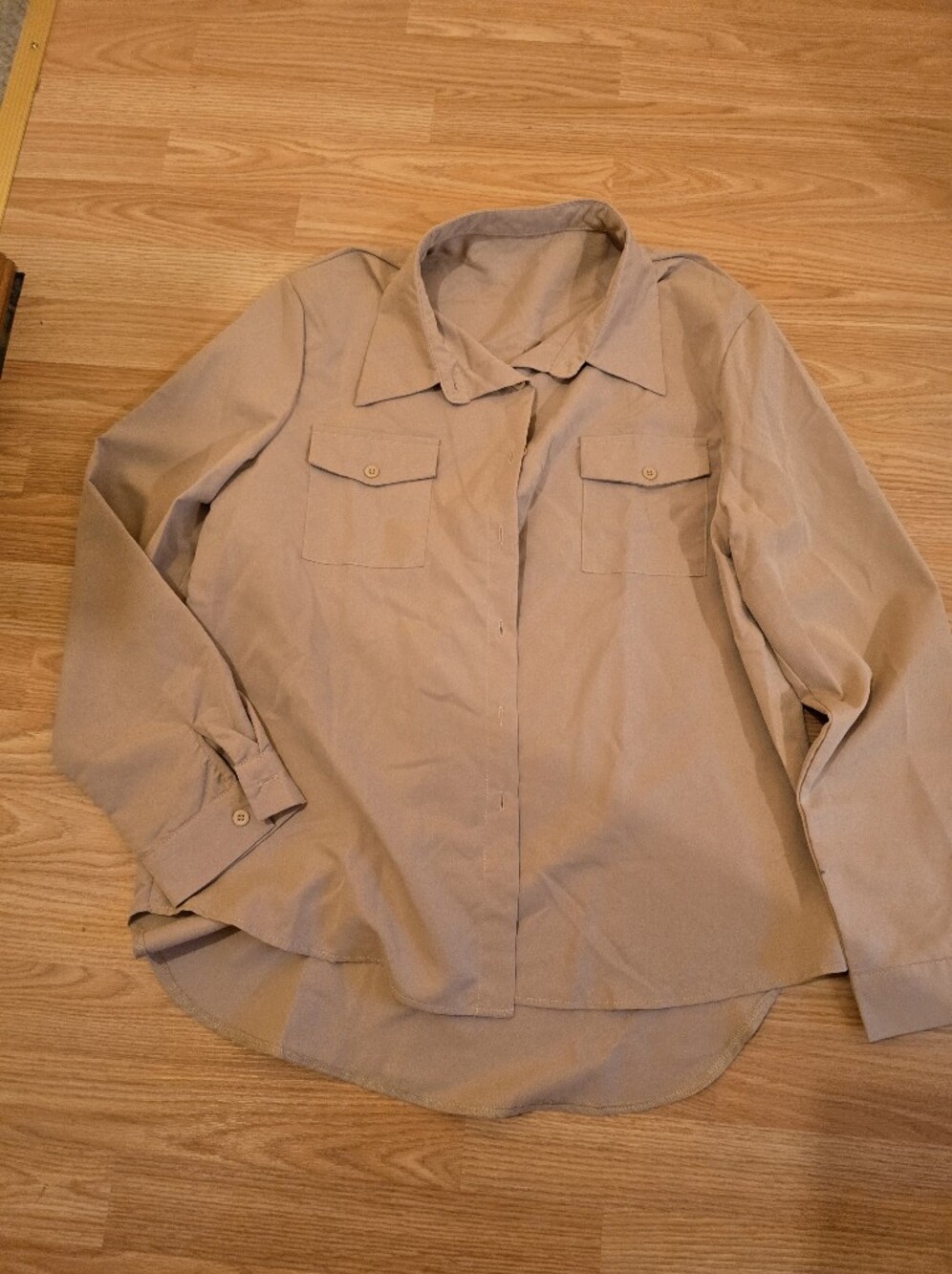 Women's Shein X Large Light Tan Casual Button-Up Shirt